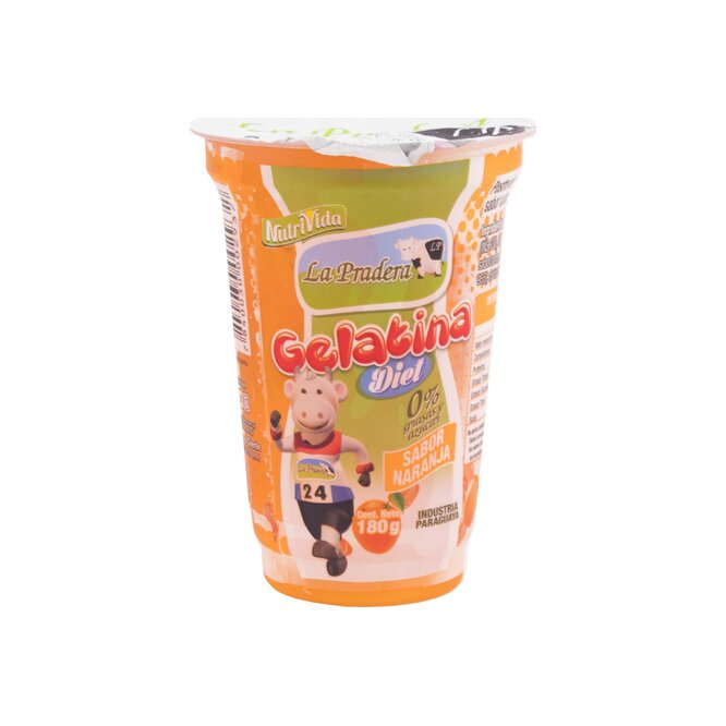 Gelatina diet sabor naranja pote La Pradera 180 gramos