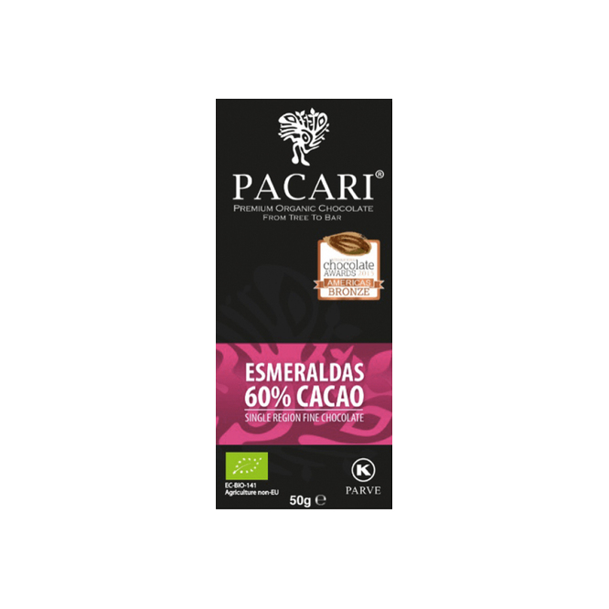 CHOCOLATE E/BARRA ESMERALDAS PACARI 50GR