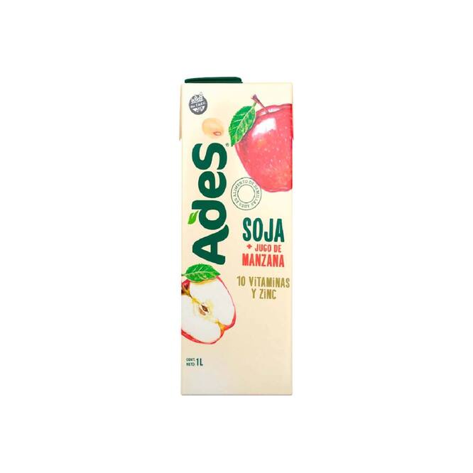 Jugo de soja sabor manzana tetra Ades 1 litro