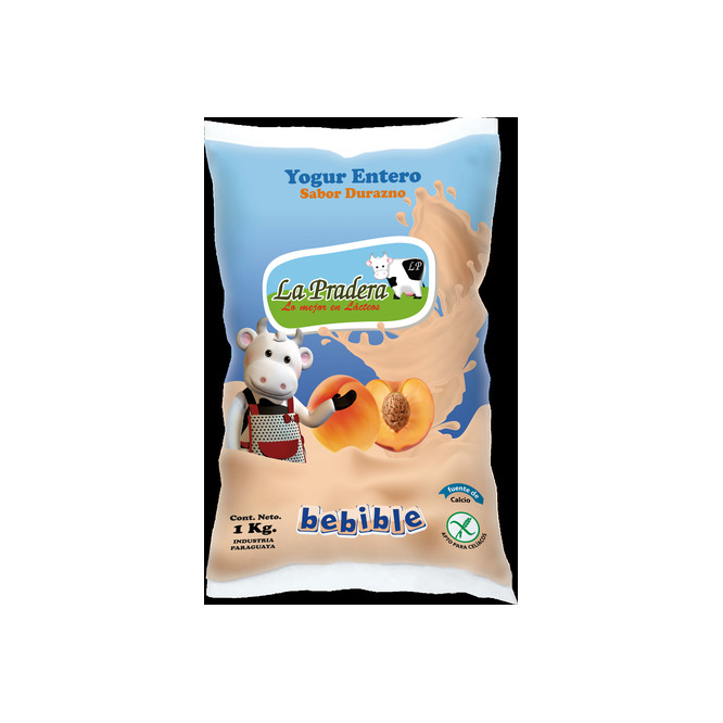 Yoghurt entero de durazno sachet La Pradera 1 litro
