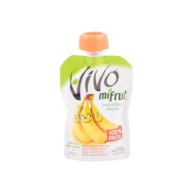 Compota de banana mifrut tetra Vivo 90 gramos