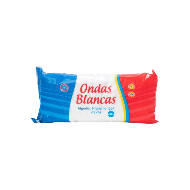 Algodón hidrófilo en zig-zag premium bolsa Ondas Blancas 200 gramos