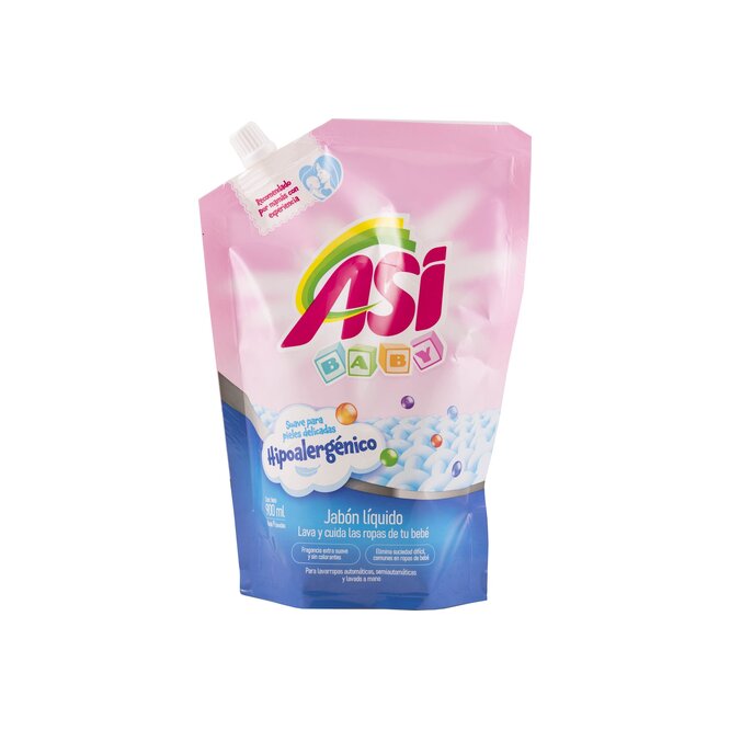 Jabón líquido hipoalergénico botella descartable Así 900 ml