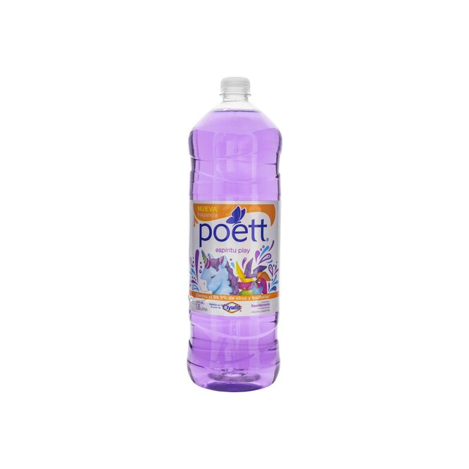Limpiador Desinfectante para Pisos con Aroma Espíritu Play en botella descartable Poet 1,8 litros