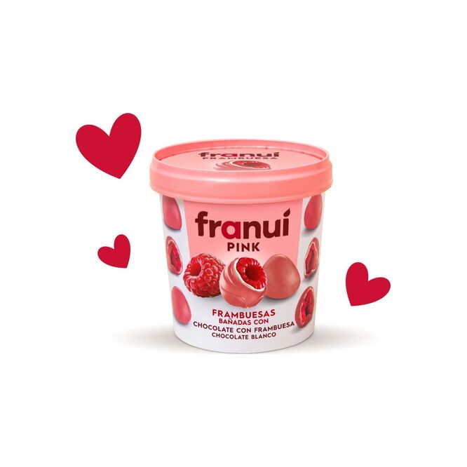 Postre frambuesa en chocolate pink Franuí 150 gramos