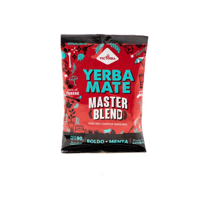 Yerba mate master blend sabor boldo y menta paquete La Victoria 90 gramos
