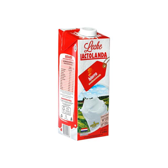 Leche semidescremada con hierro uat tetra Lactolanda 1 litro