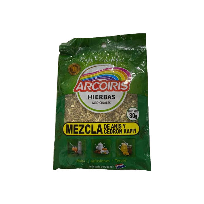 Mezcla de hierbas anís y cedrón kapi'i paquete Arcoíris 30 gramos