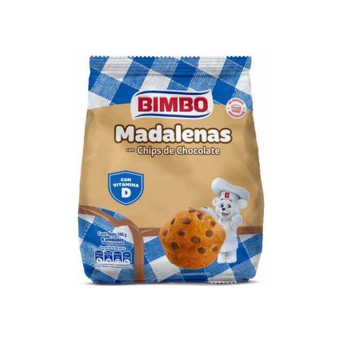 Magdalenas sabor chocochips Bimbo 240 gramos