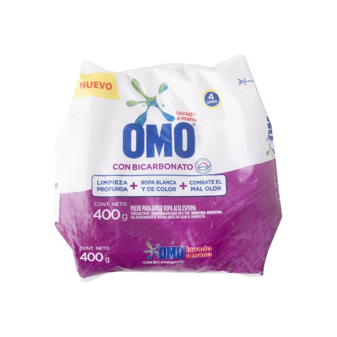 JABON E/POLVO OMO MATIC C/BICARBO 400GR