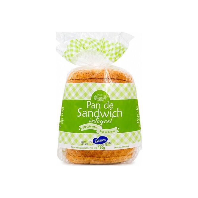 Pan de sándwich integral chico Bianca 450 gramos
