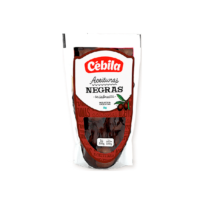 Aceitunas negras en salmuera en doy pack Cebila 180 gramos