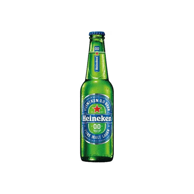 Cerveza sin alcohol pura malta en botella descartable Heineken 330 ml