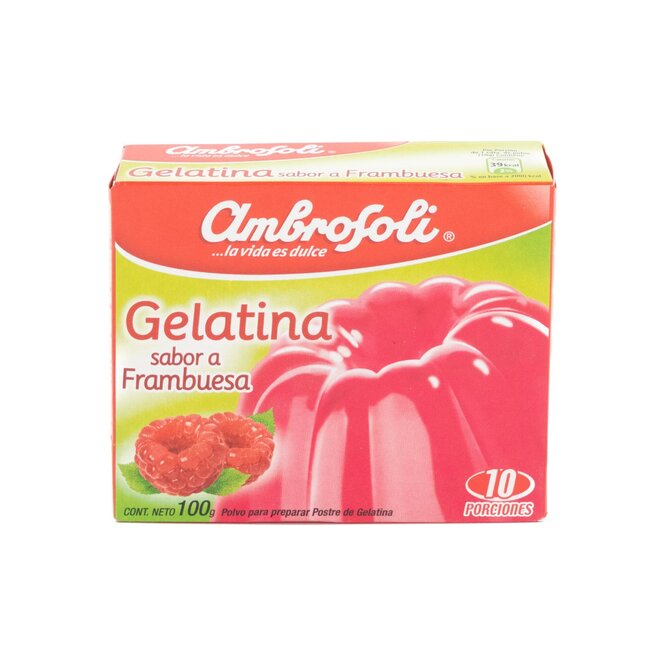 Gelatina sabor frambuesa en caja Ambrosol 100 gramos
