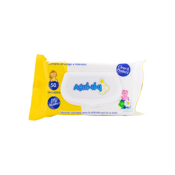 Toallitas húmedas con aloe vera y manzanilla paquete Agubaby 50 unidades