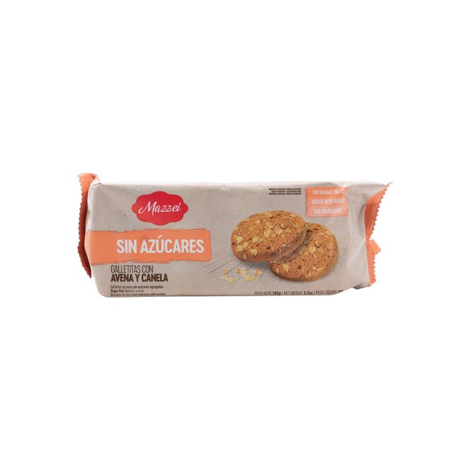 Galletitas con avena y canela sin azúcar Mazzei 105 gramos