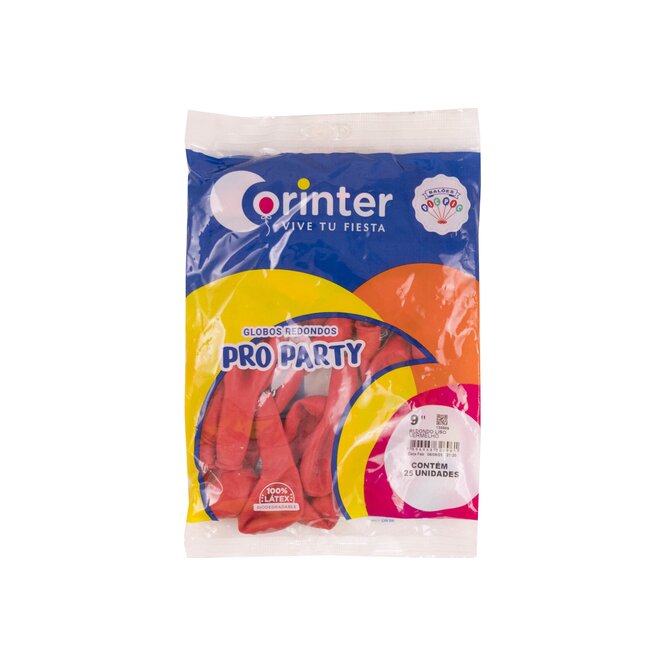Globos color Rojo N° 9 Pro Party Corinter 25 unidades