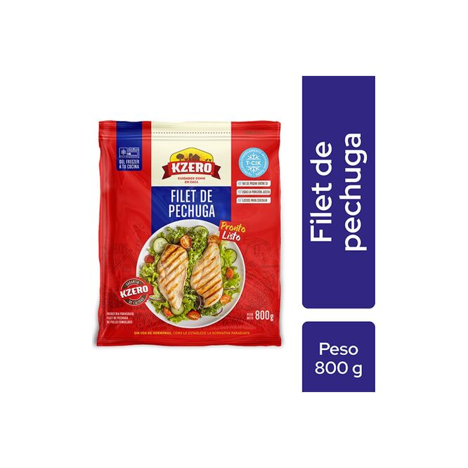 Filete de pechuga congelado paquete Kzero 800 gramos