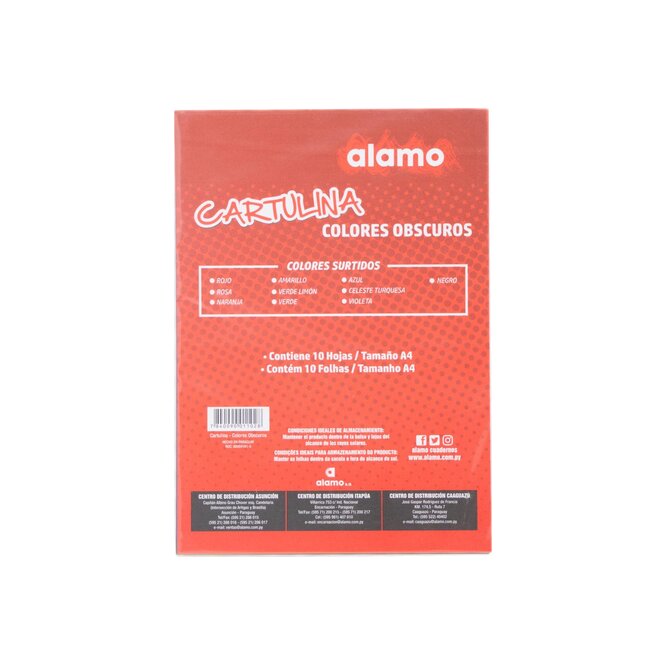 Cartulina oscura tamaño A4 Alamo 10 unidades