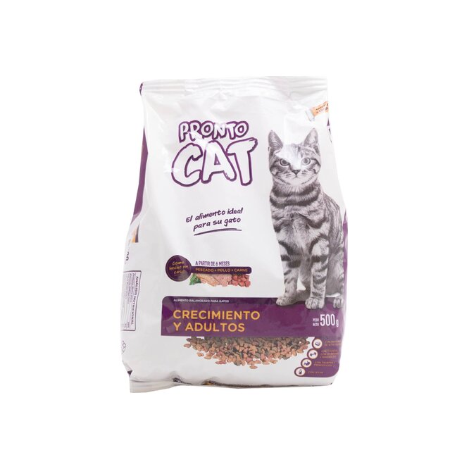 Alimento para gato crecimiento y adultos Pronto Cat 500 gramos