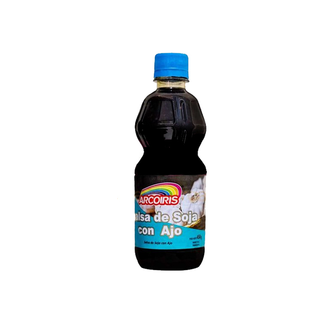 Salsa de soja con ajo frasco Arcoíris 450 ml