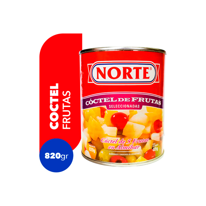 Cóctel de frutas lata Norte 820 gramos