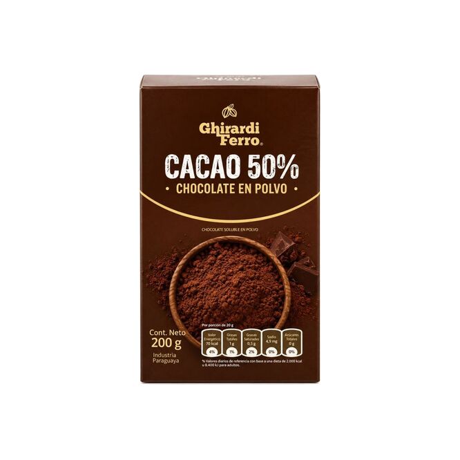 Cacao en Polvo al 50% Ghirardi Ferro 200 gramos