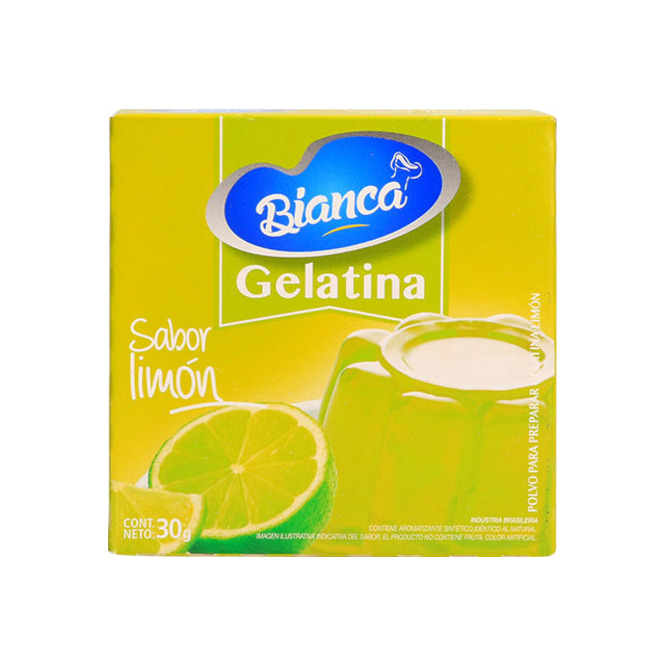 Gelatina sabor limón diet paquete Bianca 30 gramos