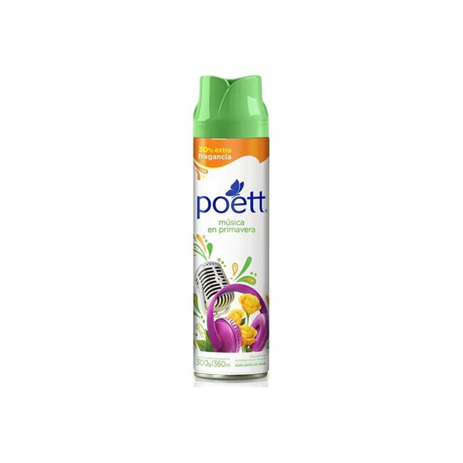 Desodorante de ambiente aroma música en primavera en aerosol Poett 360 ml