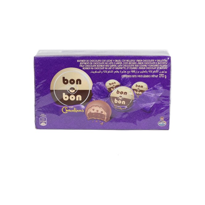 Bombón de chocolate chocolinas Bon o Bon 270 gramos