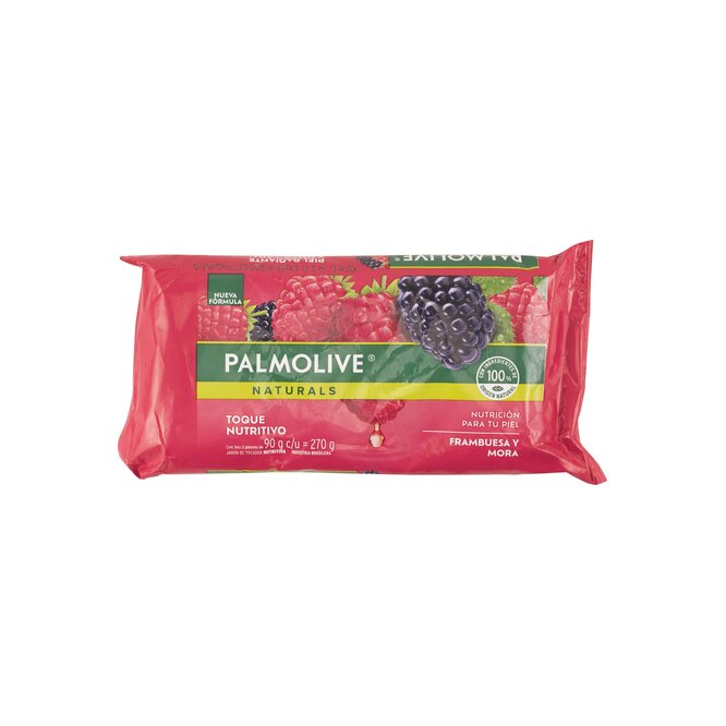 Jabón de tocador frambuesa y mora naturals pack Palmolive 3 unidades