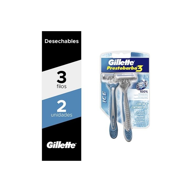 Máquina de afeitar desechable pb 3 cool presto barba en paquete Gillette 2 unidades