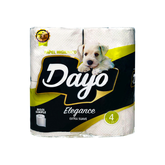 Papel Higiénico Elegante Hoja Simple de 30 metros Dayo 4 unidades