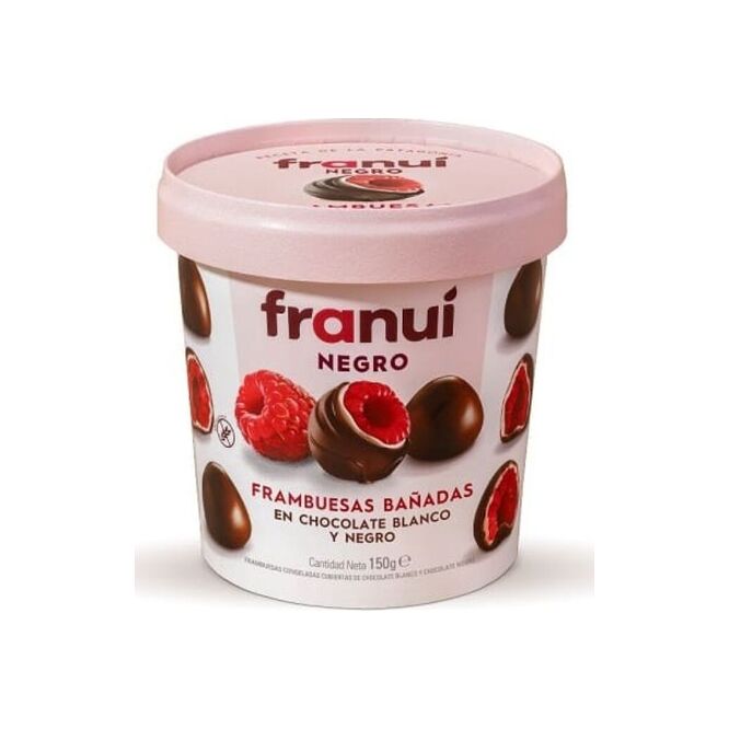 Frambuesa con chocolate blanco y amargo en pote Franui 150 gramos