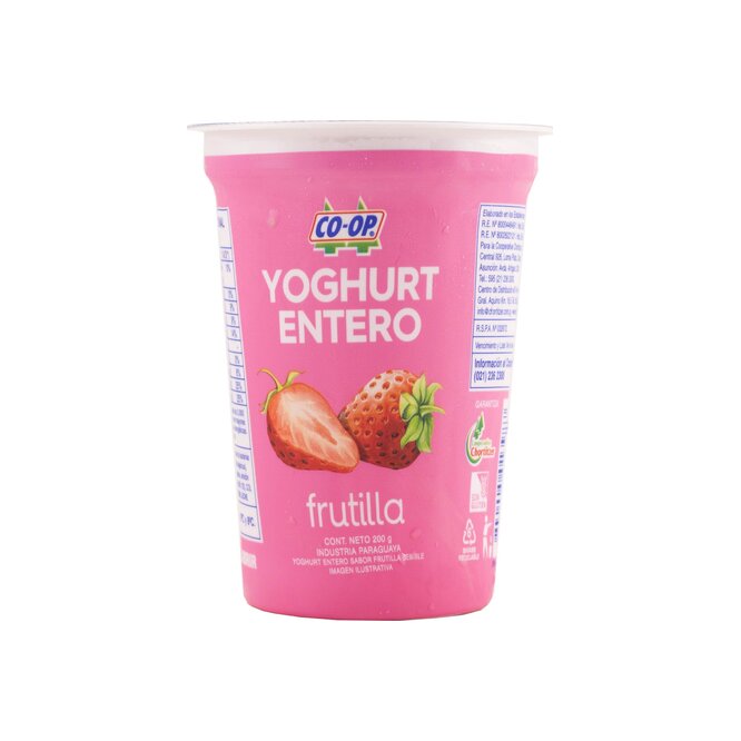 Yogurt entero sabor frutilla Coop 200 Gramos