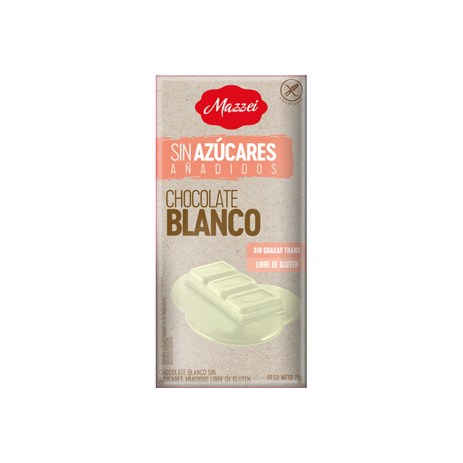 Chocolate blanco sin azúcar añadidos tableta Mazzei 75 gramos