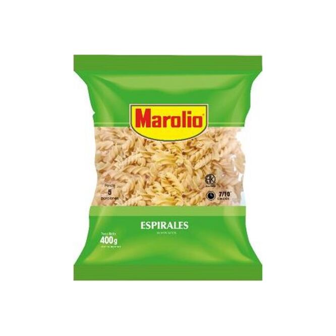Fideos Espiral en paquete Marolio 400 gramos