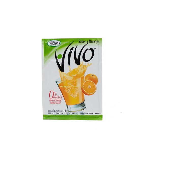 Jugo en polvo sabor naranja para 1 litro en sobre Vivo 8 gramos