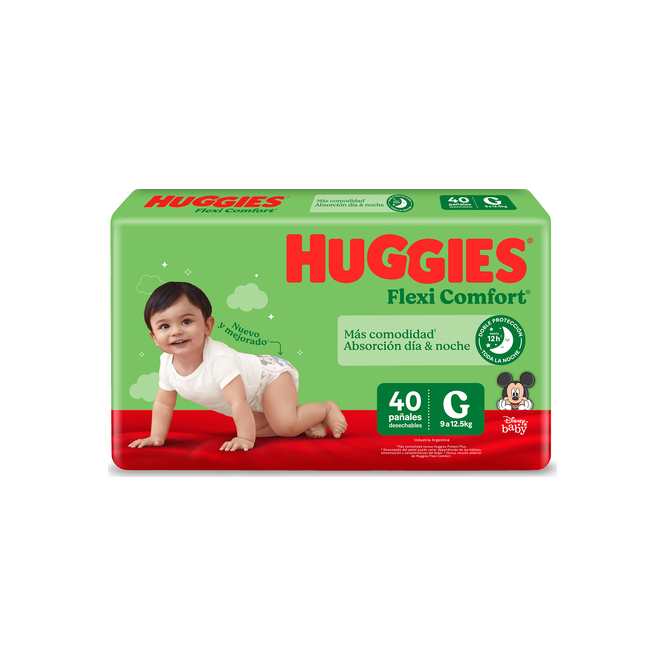 Pañales desechables flexi confort tamaño G Huggies 40 unidades