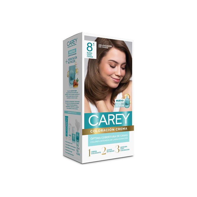 Kit coloración crema rubio claro ceniza N° 8,1 Carey 1 unidad