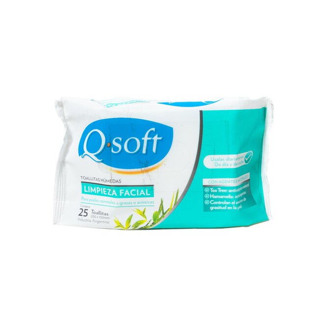 Toallitas para todo tipo de piel facial Qsoft 25 unidades