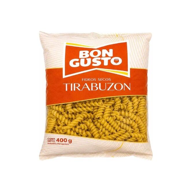 Fideos secos tirabuzon paquete Bon Gusto 400 gramos