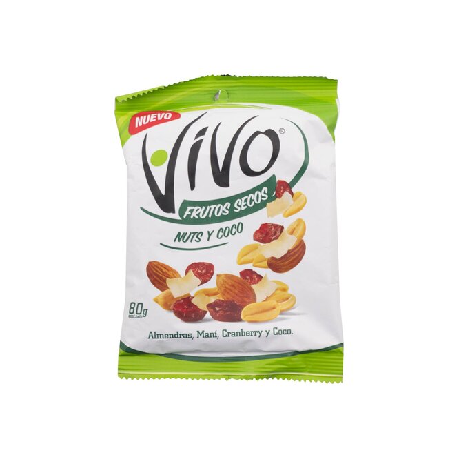 Frutos secos nuts y coco Vivo 80 gramos
