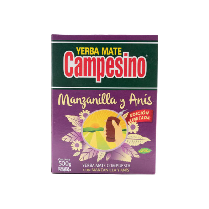 Yerba mate compuesta manzanilla anís caja Campesino 500 gramos