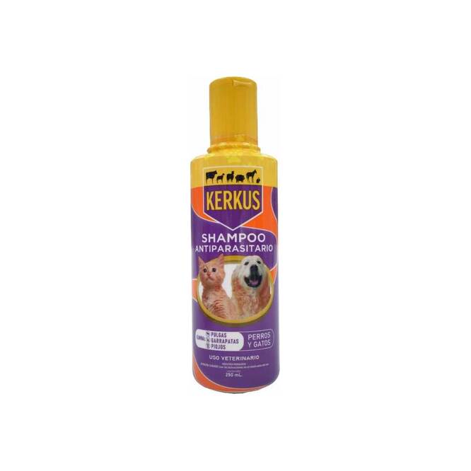 Shampoo pulguicida para mascotas en frasco Kerkus 250 ml