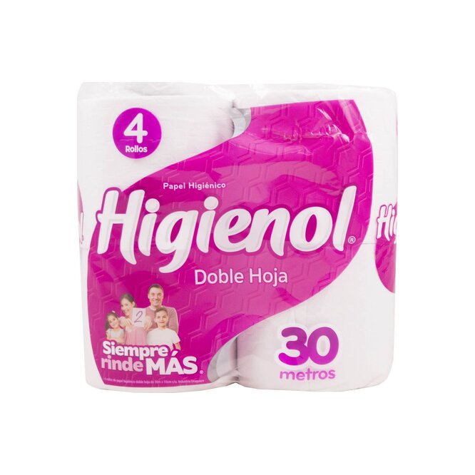 Papel higiénico doble hoja higienol 4 unidades