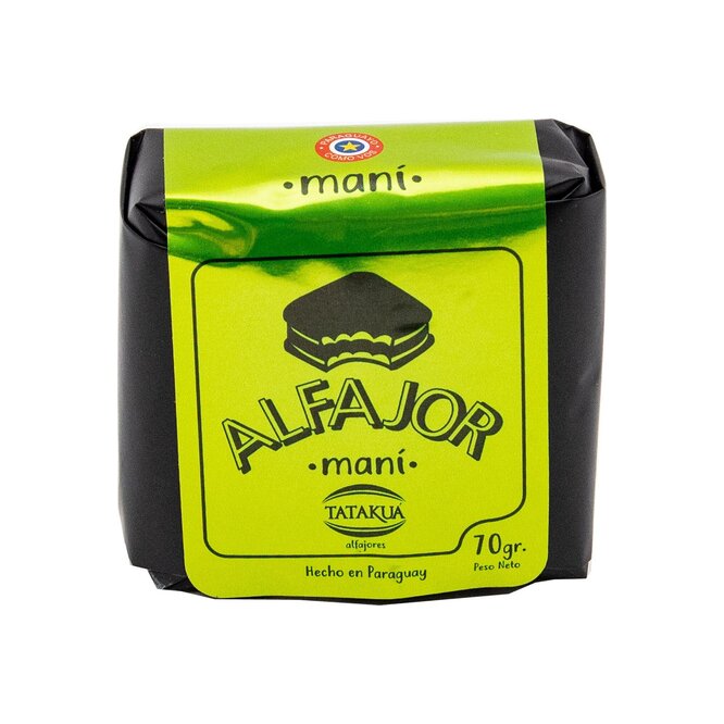 Alfajor artesanal de maní en paquete Tatakua 70 gramos