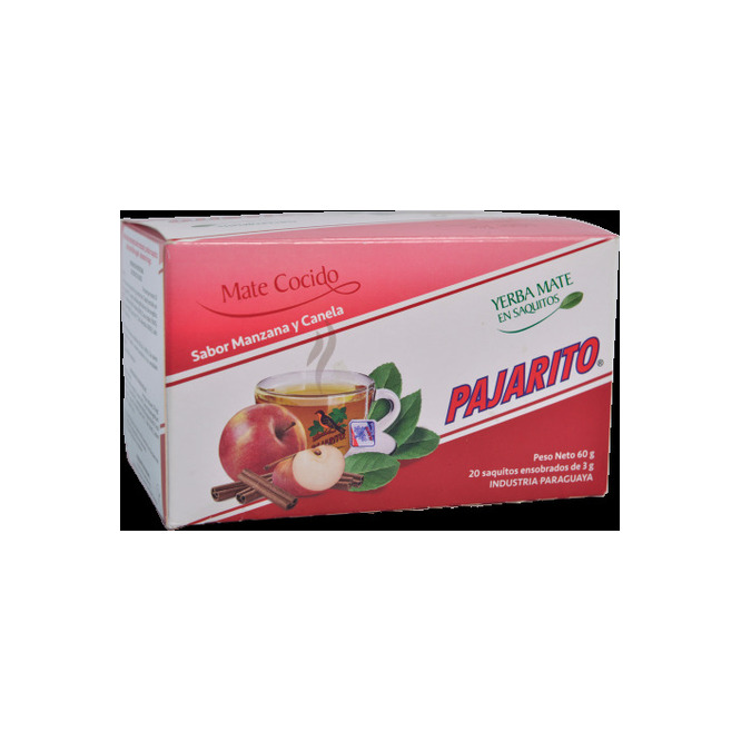 Mate cocido manzana y canela paquete Pajarito 20 sacos