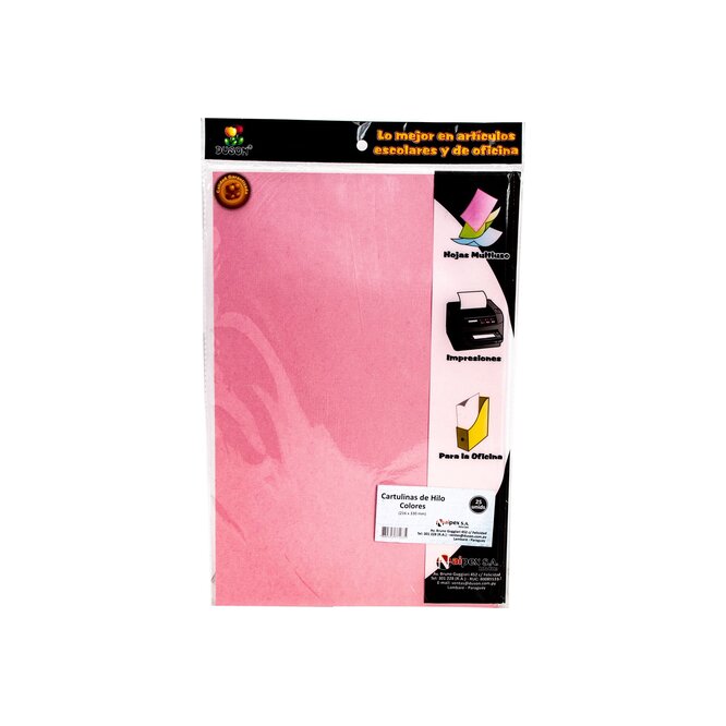 Cartulina de hilo color rosa en paquete Duson 25 Unidades
