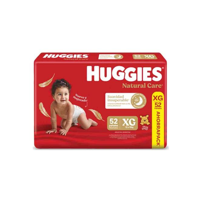 Pañales desechables supreme Natural Care Tamaño XG Huggies 52 unidades